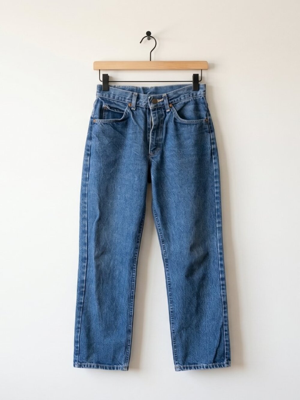 Vintage Lee Riders Straight Leg Jeans Made in USA 29x31 Medium Wash 80s Denim